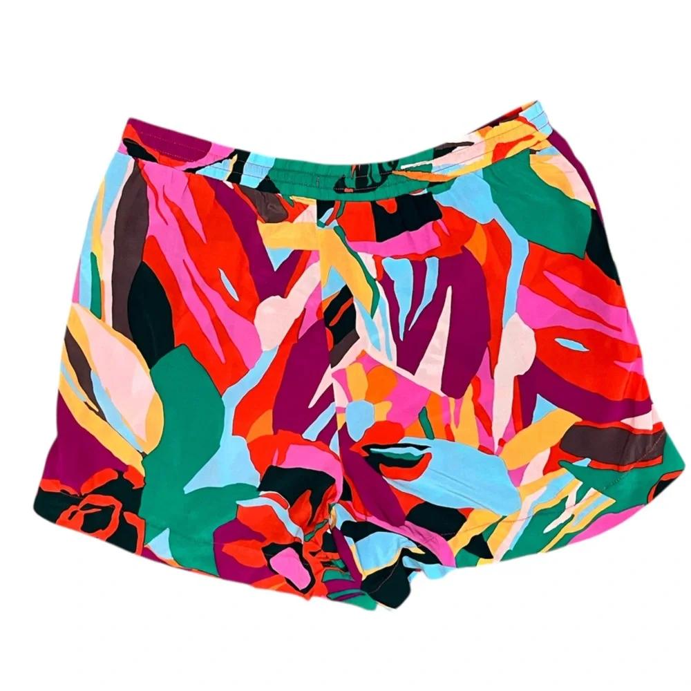 GAP Tropical Foliage Floral Shorts Colorful Drawstring Vacation Women’s XL